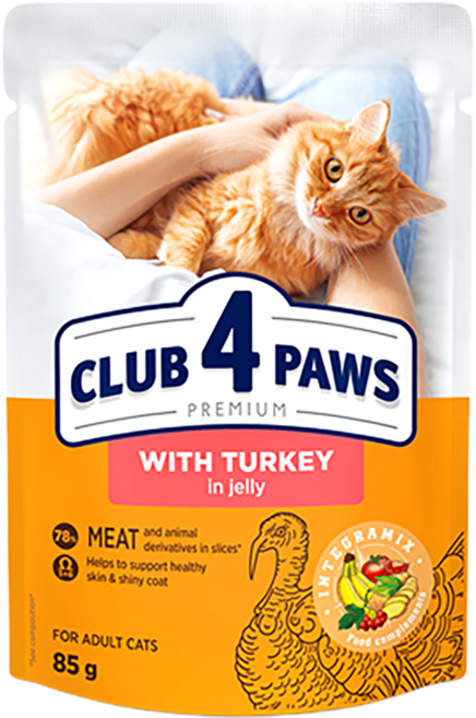 클럽4포우즈 프리미엄 파우치 어덜트캣 칠면조젤리, 85g, 10개, 칠면조