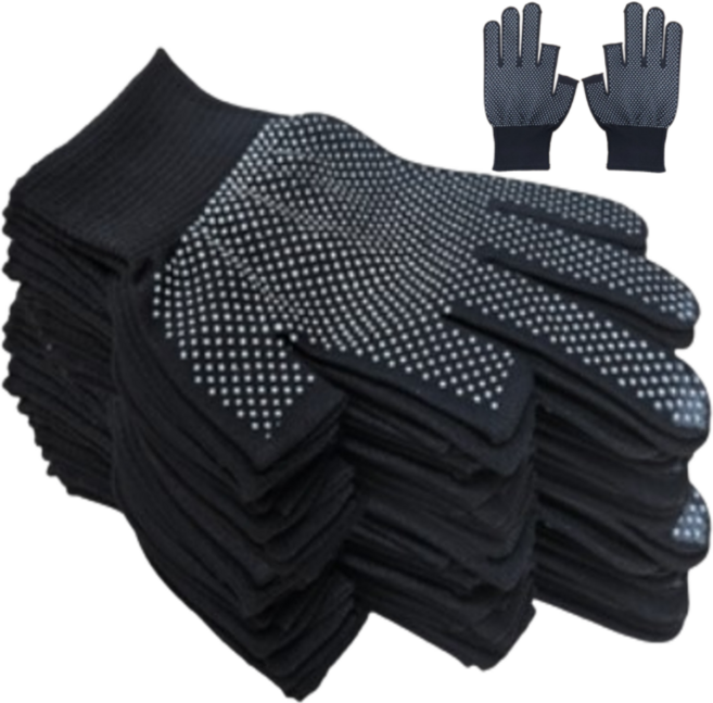 미끄럼방지 핑거홀 작업용 레저용 반장갑, 블랙10개입, 블랙, 1세트