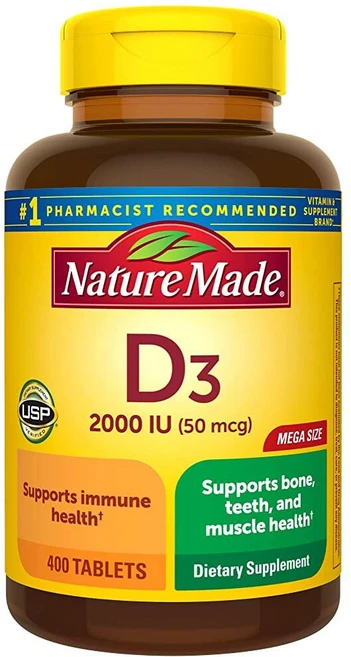 Nature Made Vitamin D3 네이처 메이드 비타민 50mcg 400정, 400 Count (Pack of 1), 1개 - 쿠팡