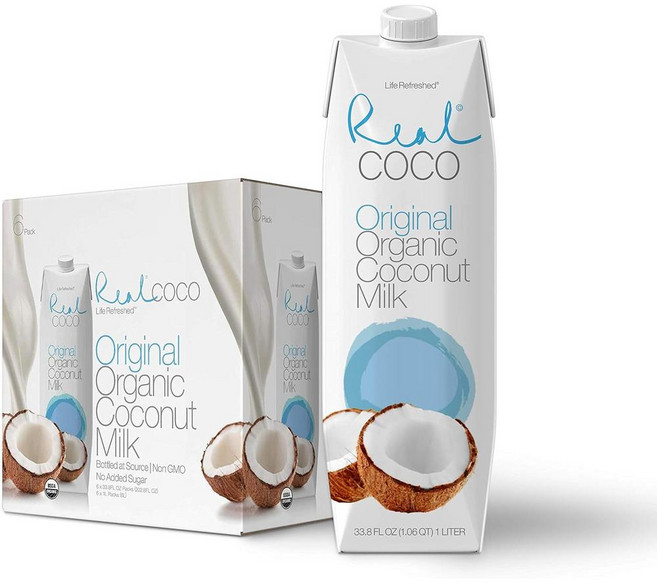 Real Coco 리얼 코코 오리지날 코코넛 밀크 베버러지, 6개, 1L