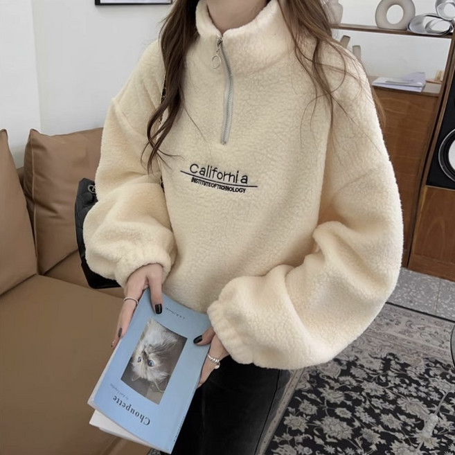 반집업 후리스 뽀글이 맨투맨 세미크롭 반목 후리스 하프집업 루즈핏 TVC050