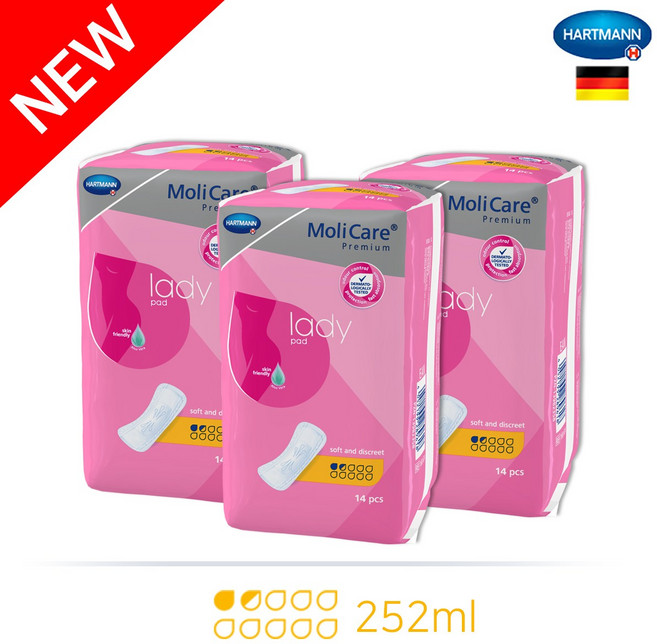 [몰리케어 몰리메드] 레이디패드 1.5drops 슬림중형 3팩 냄새잡는 요실금패드 임산부패드 오로패드 출산준비물, 3개