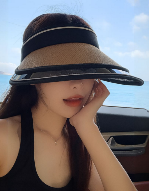 블루니즈 가을 햇볕 자외선차단 얼굴이 작아보이는 챙넓은 라탄 선캡