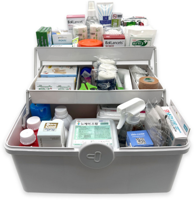 (수납력 최대) 메드올 3단 구급함 특대 세트, 1