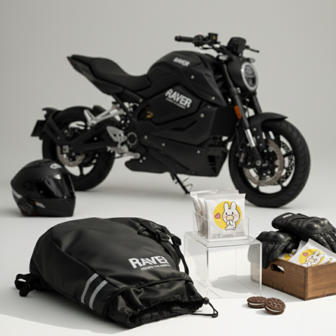 RAVER 레이버 오토바이 겨울토시 스쿠터 방한토시 C타입 핸들커버 블랙 + 달칩초코샌드