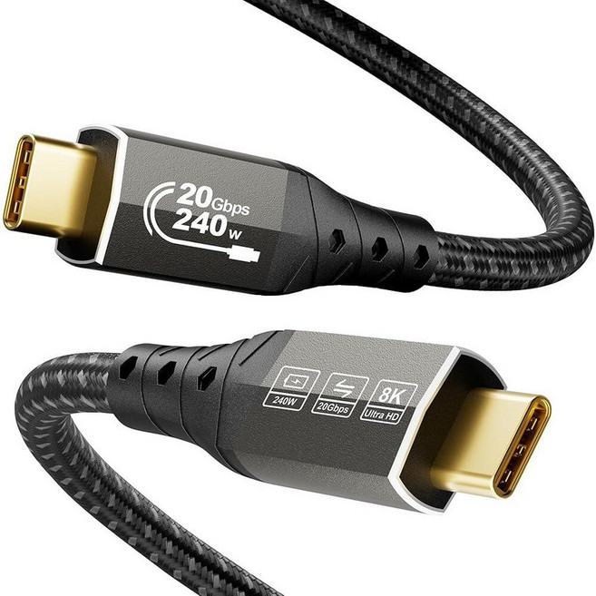썬더볼트 5 케이블용 ZIKNYDO USB 4 USB C 80Gbps 데이터 전송 16K/듀얼 8K 디스플레이용 120Gbps 대역폭 PD3.1 240W 충전 1.6FT/0.5m, 6.6FT 1, 1개