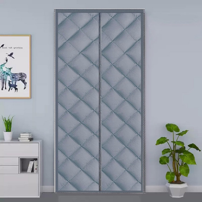 출입이 편한 사이드형 자동자석 엠보싱패딩 현관 방풍비닐 방한커튼 엠보싱 방풍비닐커튼 양문형 M(85*210cm), 1개