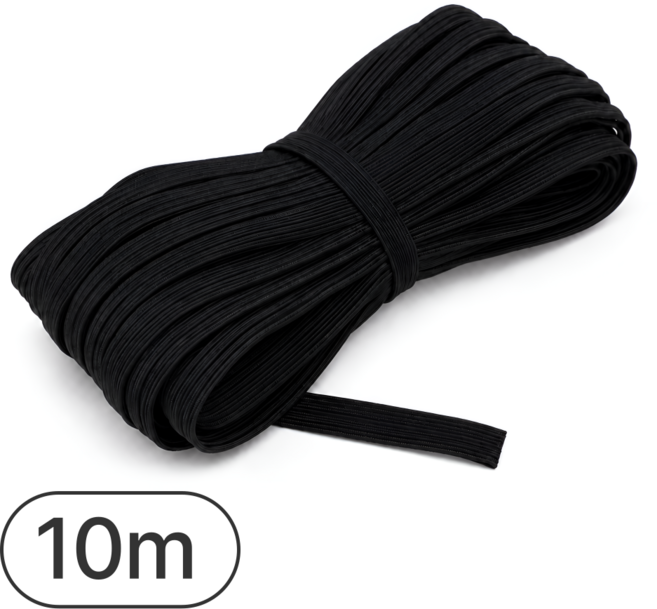 소요상점 고탄성 바지 고무줄 밴드 10mm 10m, 1개, 블랙