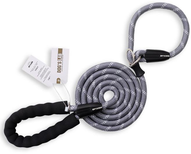 독스랩 일체형 목줄 리드줄 세트 스트롱 로프 슬립 소형견 중형견 대형견 2M 3M 5M, 일체형 / 그레이, 1개