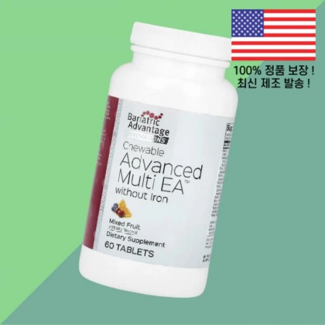 배리트릭 어드밴티지 츄어블 어드밴스드 멀티 EA 무철분 아이언 철 믹스 과일 후루츠 60정 Bariatric Advantage Chewable Advanced Multi wit - 쿠팡