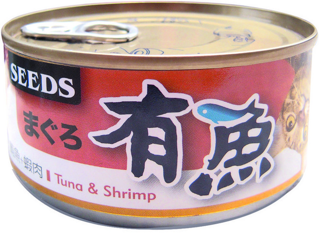 有魚 貓罐頭, 24個, 鮪魚+蝦肉(有魚),1箱24瓶, 170g, 鮪魚+蝦肉