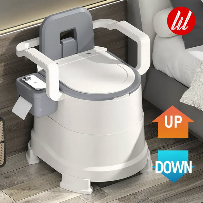 LIL 이동식 변기 어르신 간이 화장실 환자용 좌변기 PT400, 그레이+화이트