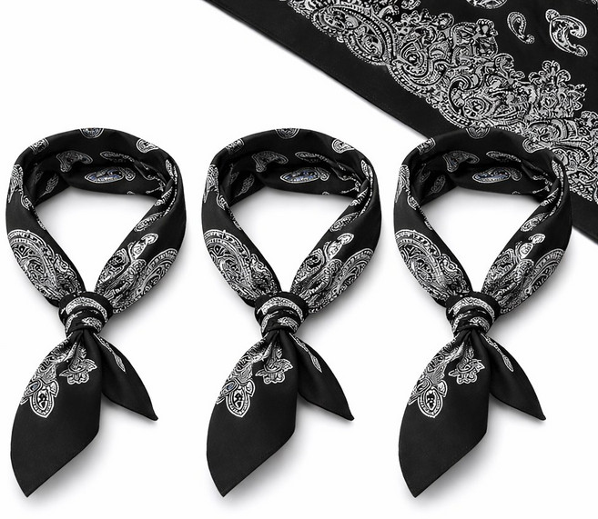 (3장세트)국산 Good페이즐리 사각 쁘띠스카프 두건 반다나 연예인스카프