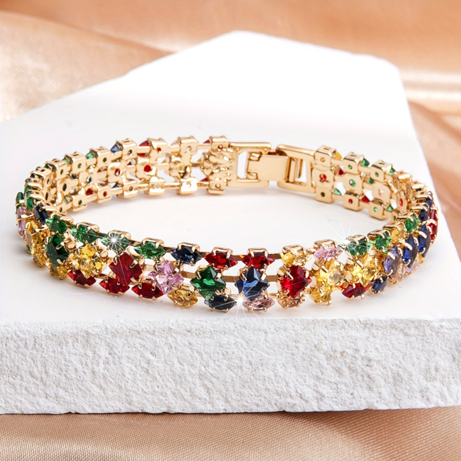 고급스러운 컬러 큐빅 골드 구리 패션 팔찌