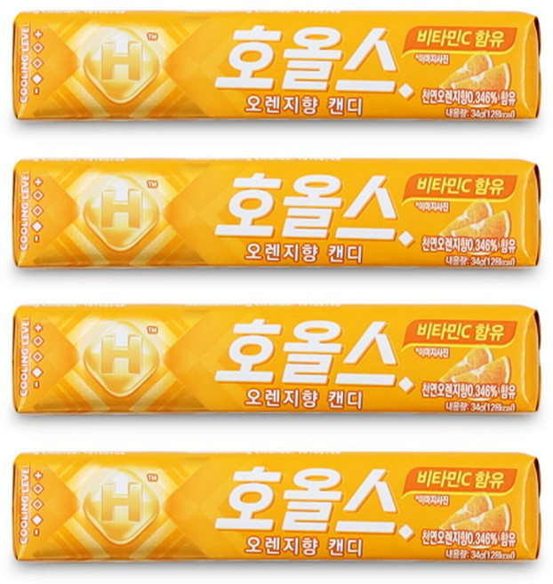 호올스 스틱 오렌지 캔디, 27.9g, 4개