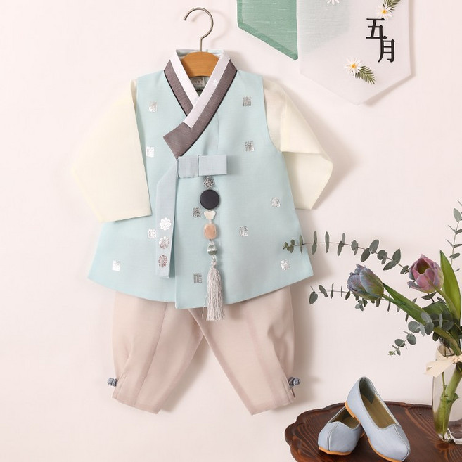 오월한복 깃은박 루비 남아 전통한복