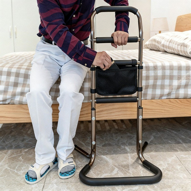 베베어스 높이조절 보행 보조기 이동식 안전손잡이 받침대 침대 변기 손잡이, 보행보조기, 1개