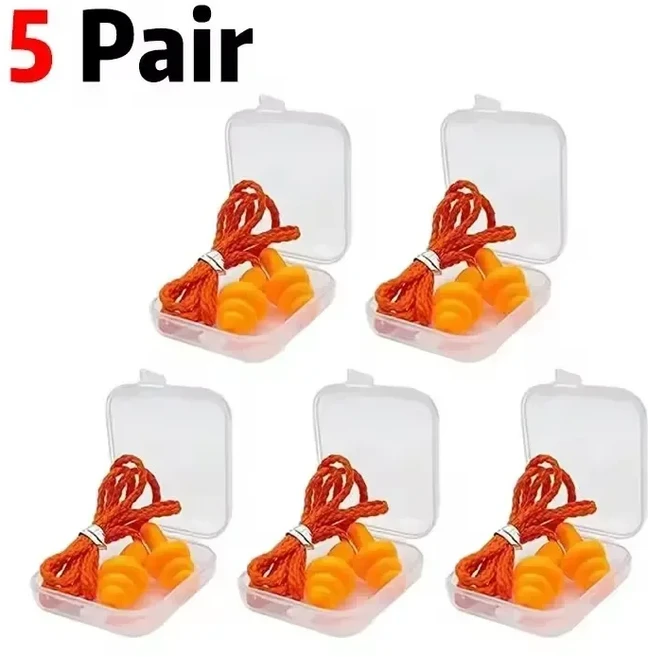 유선 귀마개 재사용 가능한 실리콘 밴드 포함) 수면용 이어버드 수영 소음 차단, 13 5 Pair Orange