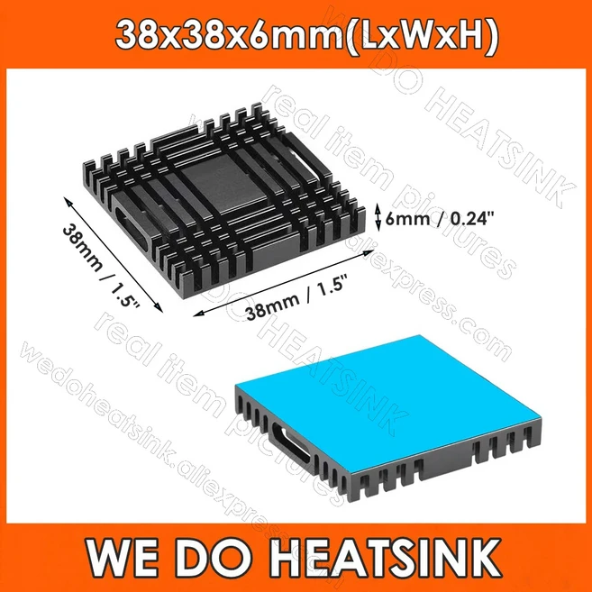 WE DO HEATSINK DIY 냉각 라디에이터 그린 알루미늄 방열판 서멀 테이프 포함 남쪽/북쪽 브릿지 칩셋 38x38, 02 Black