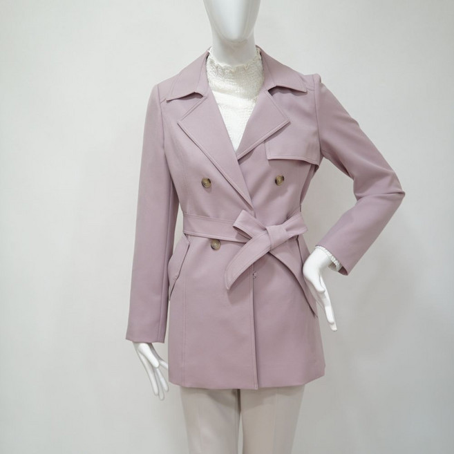 꼼빠니아 여자 트렌치 코트 25년 봄 가을 간절기 건플랩 스판 하프 기본 바바리 라이트 핑크 F2910 [전용 박스포장]