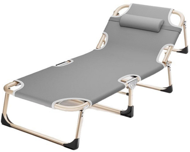 折疊加寬單人躺椅/折疊床, 方管灰色