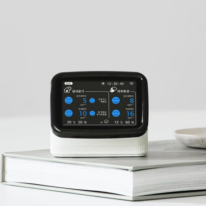 에이오 실내 미세먼지 공기 공기질 측정기 EG-AO-V10 가정용 학교용 사무실, Black/white