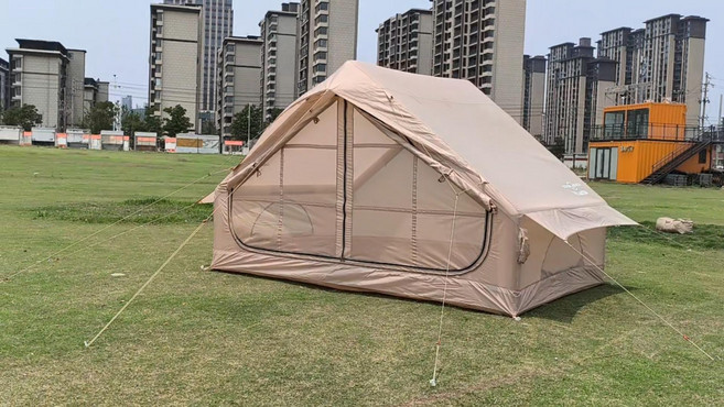 戶外露營速開充氣帳篷旅遊便攜牛津布充氣帳篷野營帳篷單門多人, 3-5人, 單門帳篷【不帶天窗-手動打氣筒】