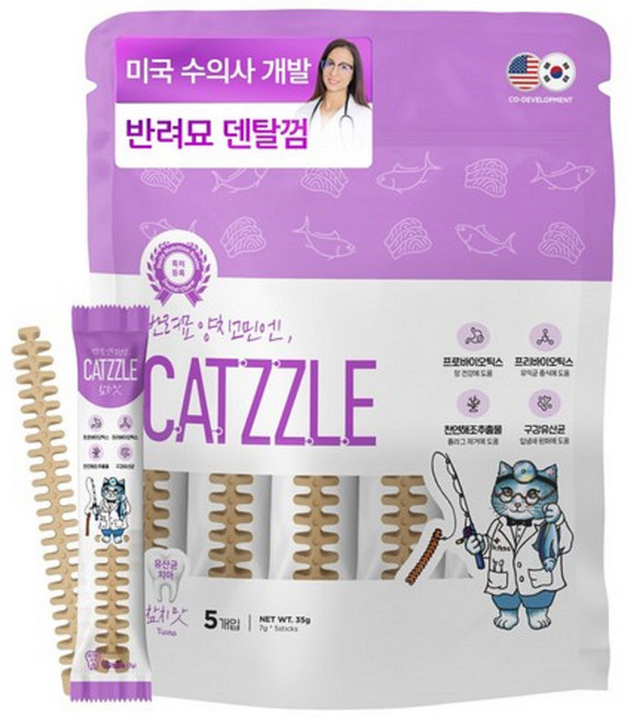 20개입 당일출고) 최신입고품 닥터페트라 캣즐 고양이 덴탈껌 증정)닭가슴살개, 참치맛, 35g, 4개