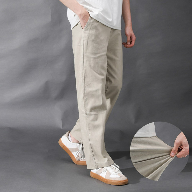 후앙스 여름바지 린넨 9부 스판 테이퍼드핏 밴딩 긴바지 GZCP-5174
