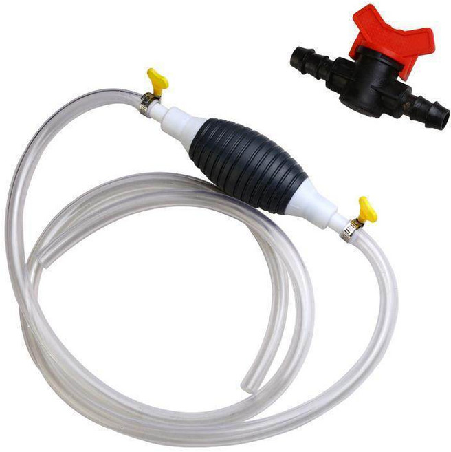 手動抽油泵 汽車自吸油管汽油泵加油小車油箱抽油器, 整套2.5米管子+流量調節閥, 1個