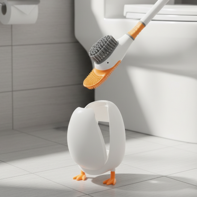 별빛상회 실리콘 귀여운 변기솔 욕실청소, 뽀송화이트, 1개