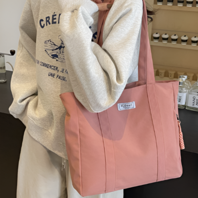 NADASA 여드미 캔버스 숄더백 지퍼형 대용량 에코백 대학생 캔버스백