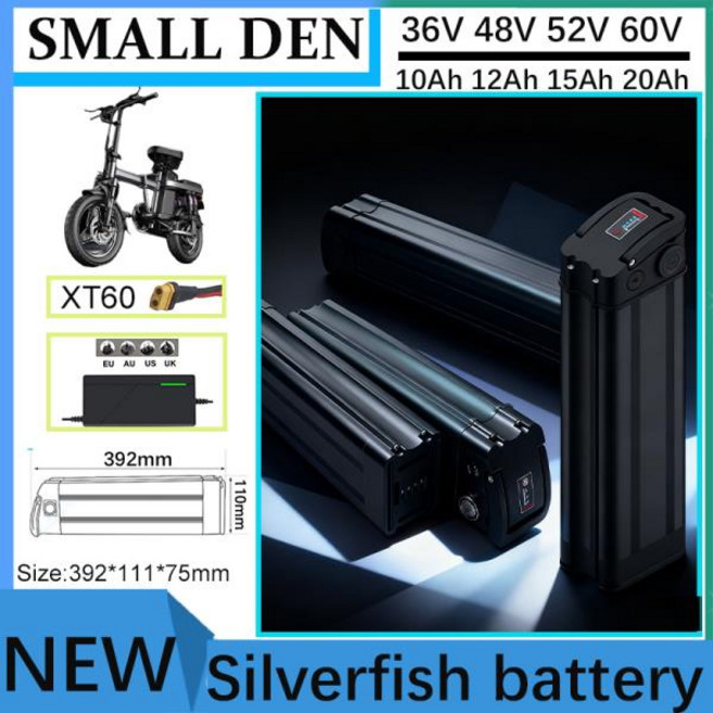 실버 피쉬 60V52V48V36V 10Ah 탈착식 리튬 배터리 팩 내장형 BMS 250W-1800W 접이식 전동 이륜차용, 01 36V 20Ah XT60