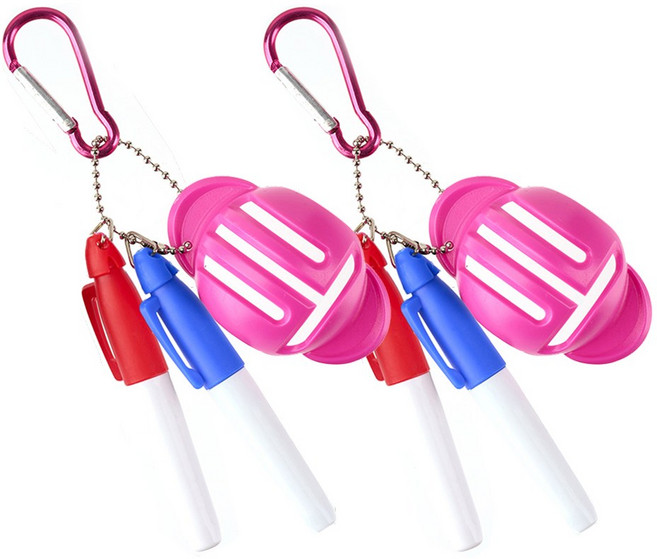 그린유니언 골프 T형 볼 라이너 + 마킹펜 2p + 카라비너 2세트입, 핑크, 1세트