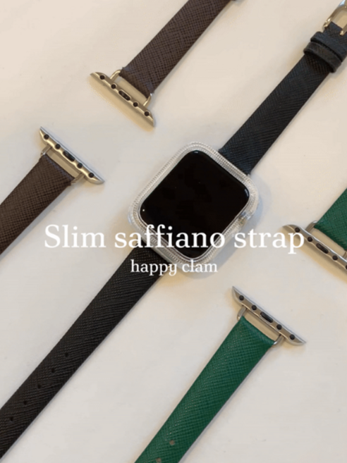 애플워치 가죽 슬림 사피아노 스트랩 시계줄 밴드, 38/40/41mm, 브라운, 1개