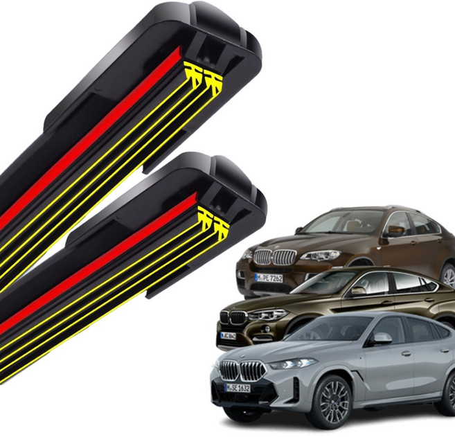 1+1 BMW X6 E71 F16 G06 전차종 순정 호환형 초밀착 와이퍼 윈도우 브러쉬 와이퍼블레이드, T2-X6 E71(12-14)-600+475/B2