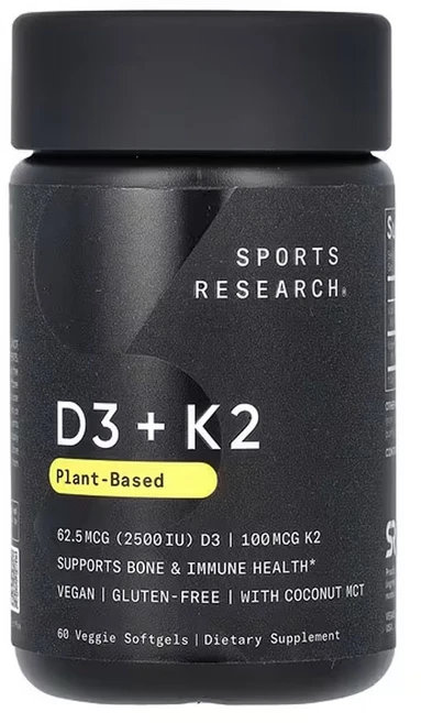 스포츠리서치 D3 + K2 식물성 성분 베지 소프트젤 60 정, 1개, 60정 - 쿠팡