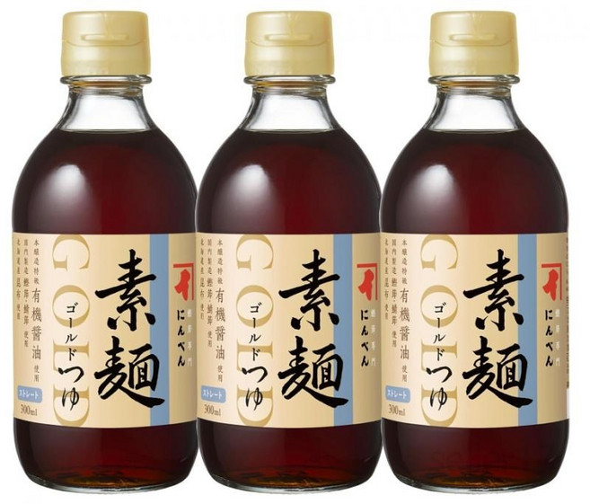 일본 간장 쯔유 닌텐 골드 츠유 골드 참깨 튀김소스 메밀 소면 가쓰오 육수 샤브샤브소스, 소면x3, 300ml, 1개