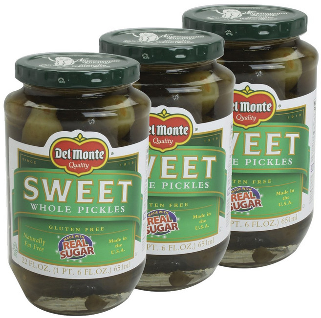 델몬트 스위트 홀 피클 글루텐 프리, 3개, 651ml
