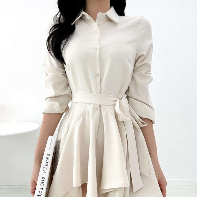 투디 쉬폰 플레어 셔츠원피스 하객룩 오피스룩 3color