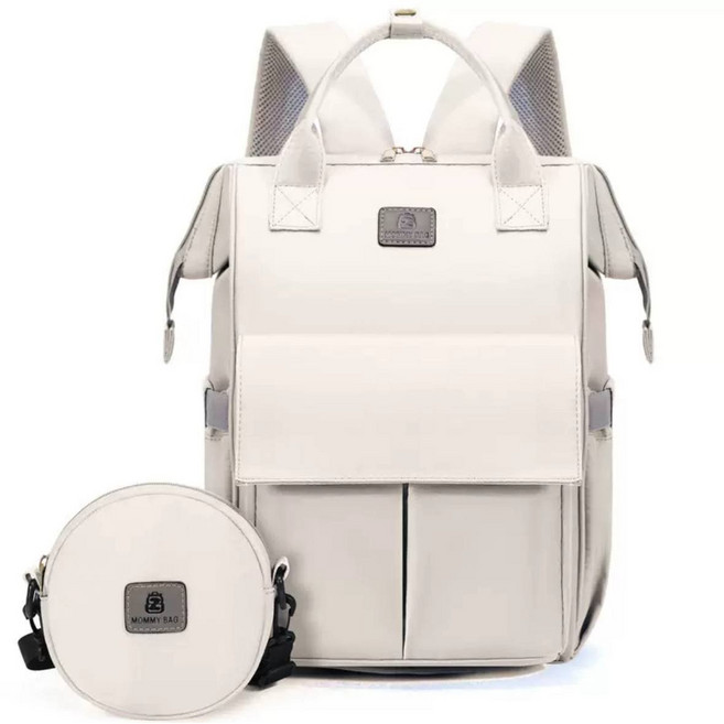 BabyMur 기저귀가방 보온보냉 프리미엄 백팩, 아이보리