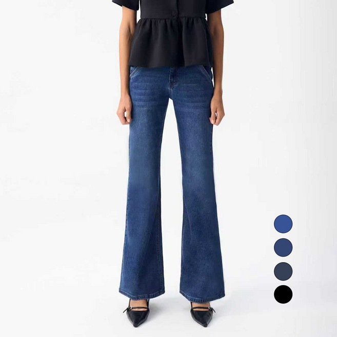 엘블로썸 여성 [숏 기본 롱] 스판 와이드 부츠컷 히든밴드 청바지