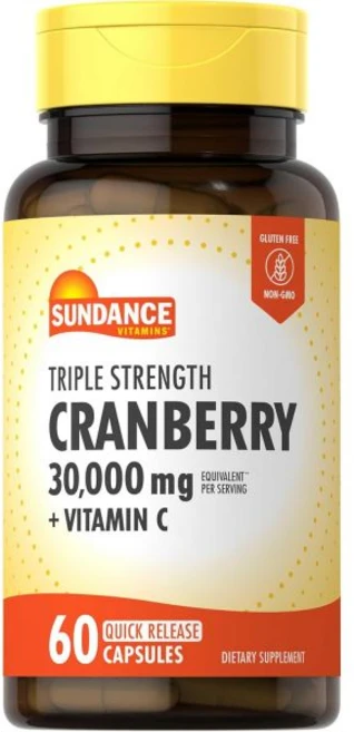 Sundance Cranberry Supplement | 30000mg | 60 Capsules | Plus Vitamin C | Triple Strength | Non-GMO, 60정, 1개 - 쿠팡