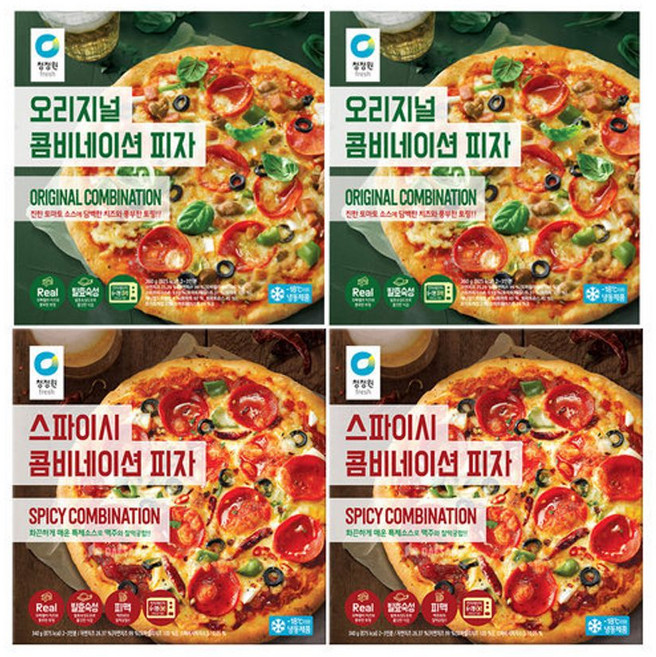청정원 콤비네이션 피자 2종(오리지널/스파이시) 총4개(각2개) 저녁 메뉴 홈파티 아이들 간식 간편 편의점, 콤비네이션 피자 2종(오리지널/스파이시)총4개, 1개
