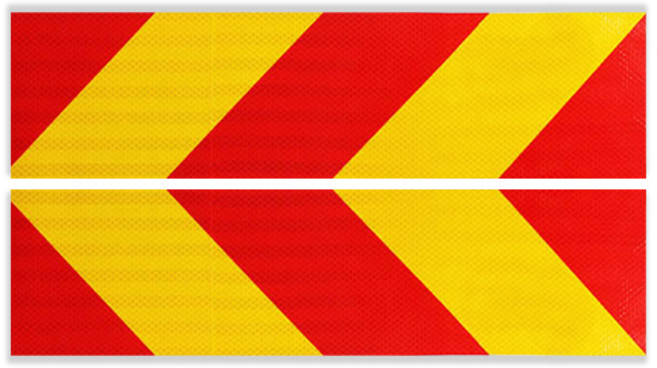 화물차용 반사스티커 2p, 프리미엄 옐로우 레드 사선, 1세트