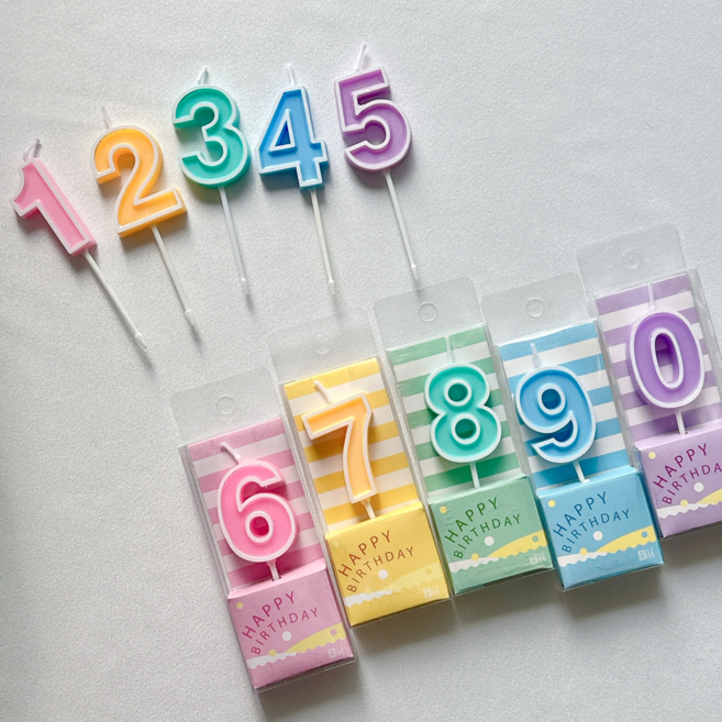 기억의소품 캔디파스텔 숫자초 케이크초 올넘버 세트, 1개, 30g, 무향10개