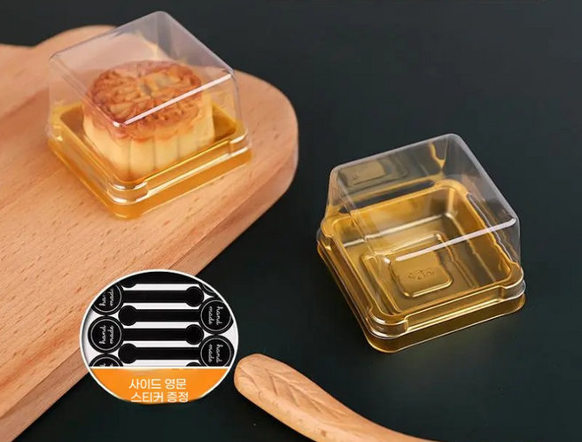 사각 원형 화과자 케이스 1구 100개 양갱 떡 상자, 50g골드스퀘어박스(스티커포함)/100세트