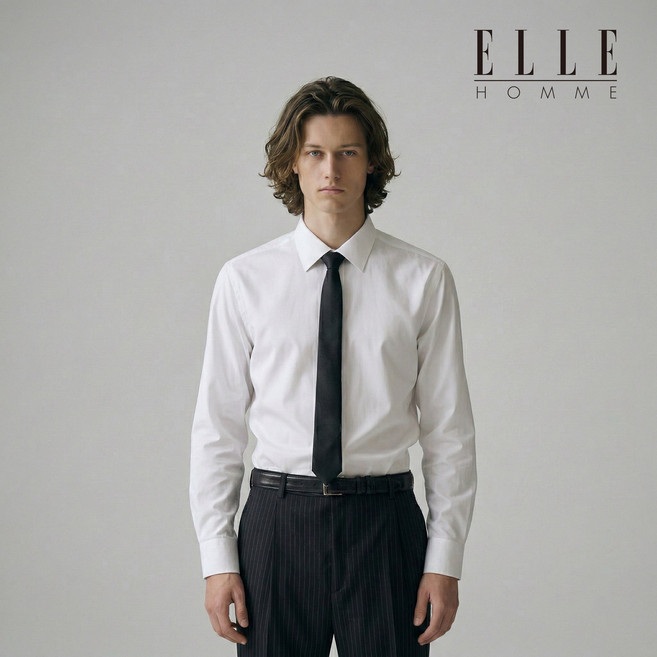 엘르 남성 사계절 구김없는 링클프리 스판 긴팔 와이셔츠 레귤러 슬림