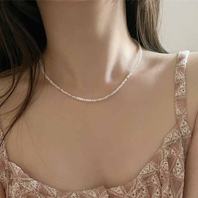 써지컬스틸 빈티지 자개 비즈 목걸이 (4color)