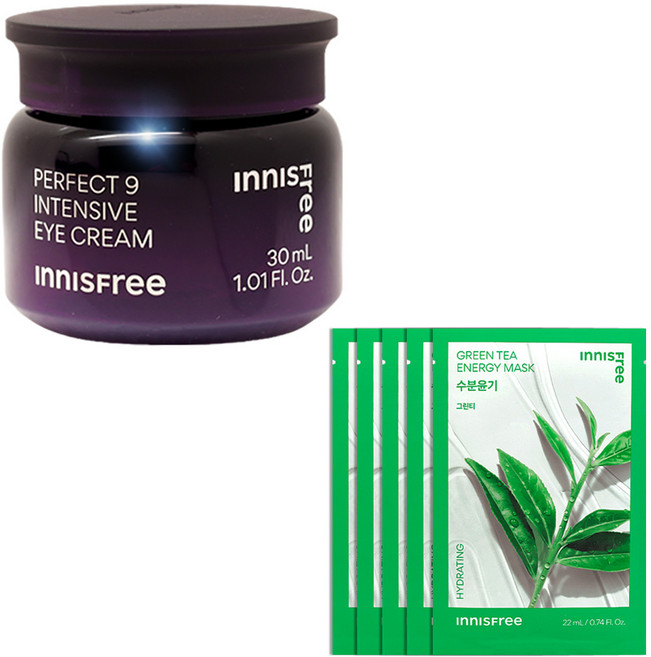 이니스프리 퍼펙트 9 인텐시브 아이크림+(그린티 마스크 5매 증정), 30ml, 1개, 1개, 22ml